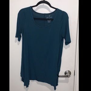 American Eagle stripped teal shirt